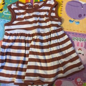 Hanna Handerson Striped Brown and White Baby Dress